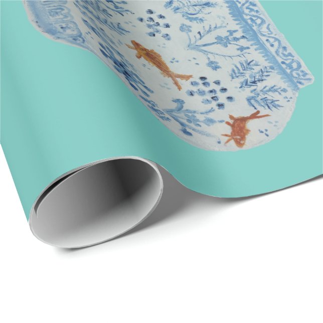 Hand Painted Blue and White Ginger Jar Geschenkpapier (Rolleneckpunkt)