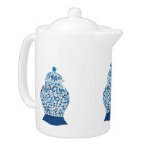 Hand Painted Blue Ginger Jar Jars Chinoiserie Tee