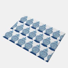 Hand Painted Blue White Ginger Jar Doormat Rug Fußmatte