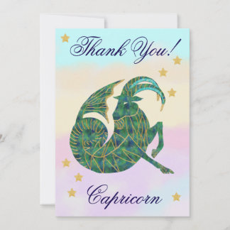 Hand-Painted Capricorn Birthday Thank You Dankeskarte