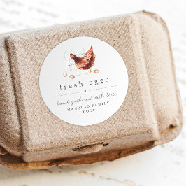 Hand Painted Chicken Farm or Coop Egg Carton Label Runder Aufkleber