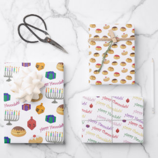Hand Painted cute and fun Hannukah patterned Geschenkpapier Set