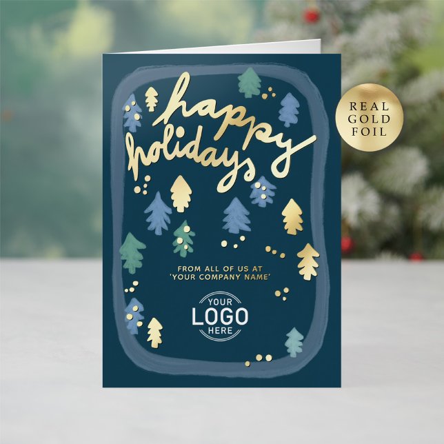 Hand Painted Cute Navy Blue Pine Trees Business (Von Creator hochgeladen)