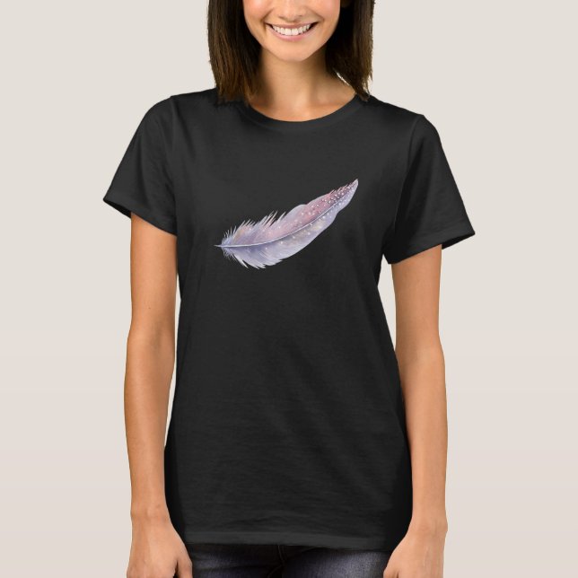 Hand-Painted Feather T-Shirt Design Bird Feather T (Devant)