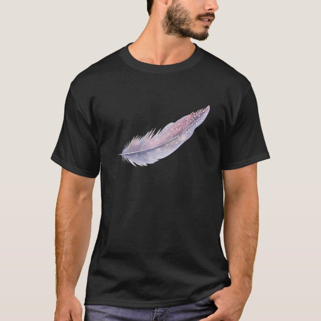 Hand-Painted Feather T-Shirt Design Bird Feather T (Vorderseite)