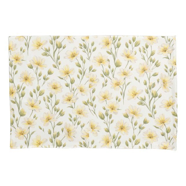 Hand-Painted Floral Pillowcase Kissenbezug (Vorderseite)