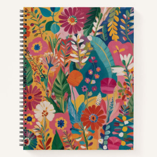 Hand-painted Floral Spiral Colorful Notebook Notizbuch