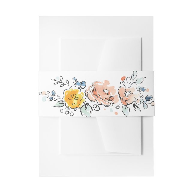 Hand Painted Garden Floral Wedding  Einladungsbanderole (Vorderseite Beispiel)
