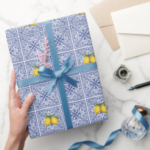 Hand-painted Italian tiles Amalfi blue & lemons
