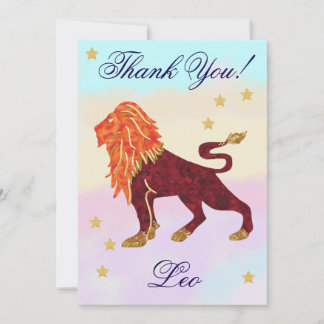 Hand-Painted Leo Birthday Thank You Dankeskarte