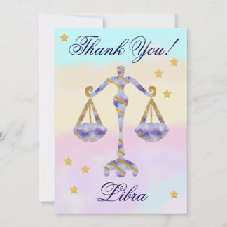 Hand-Painted Libra Birthday Thank You Dankeskarte