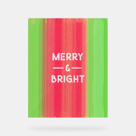 Hand Painted Merry and Bright Green and Red Acrylschild