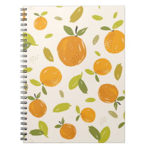 Hand painted oranges fruit seamless pattern design notizblock