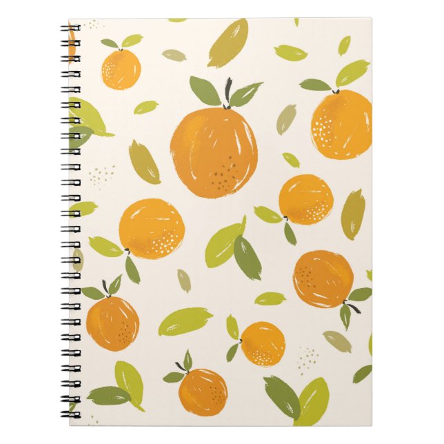Hand painted oranges fruit seamless pattern design notizblock (Vorderseite)