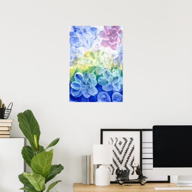 Hand Painted Pastel Floral Abstract in Gouache Poster (Heimbüro)