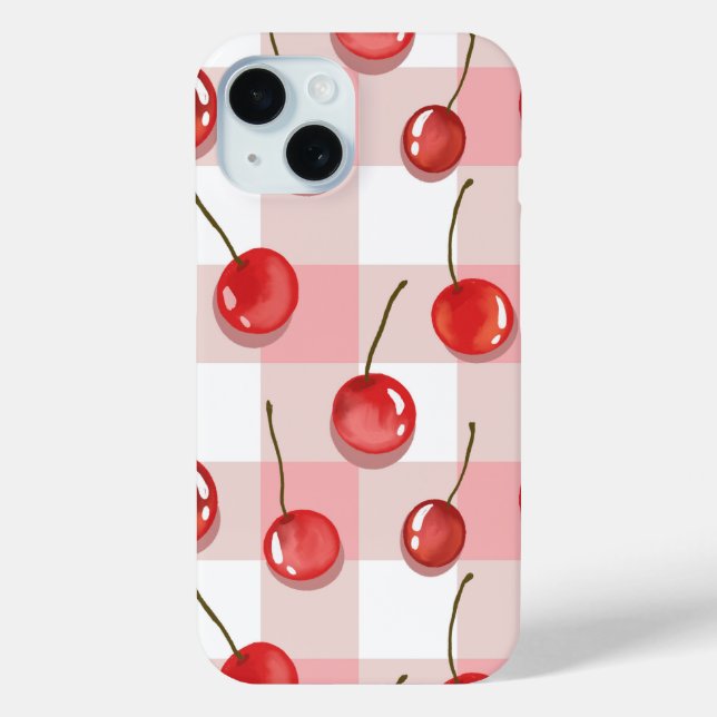 Hand-Painted Red Cherries Seamless Pattern Case-Mate iPhone Hülle (Rückseite)