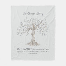 Hand Painted Tree Custom Family Quote Light Gray Fleecedecke