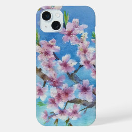 Hand Painted Trendy Watercolour Cherry Blossoms iPhone 15 Plus Hülle