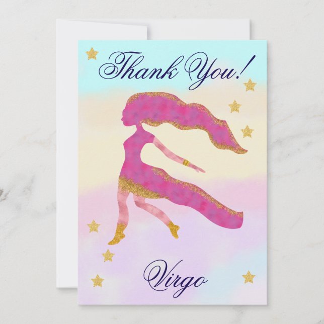 Hand-Painted Virgo Birthday Thank You Dankeskarte (Vorderseite)