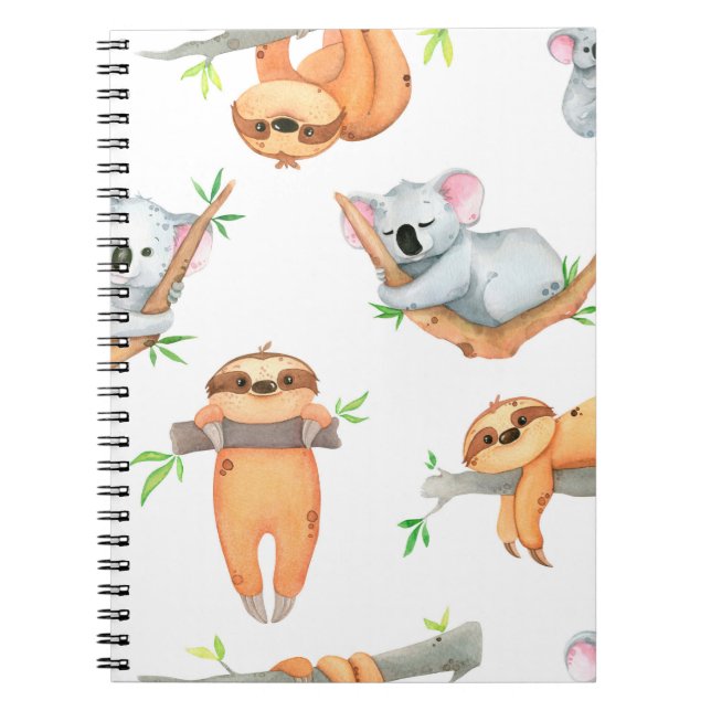Hand painted watercolor pattern tropical cute anim notizblock (Vorderseite)