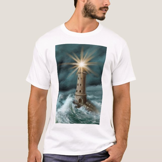 hand panted light house ocean  T-Shirt (Vorderseite)