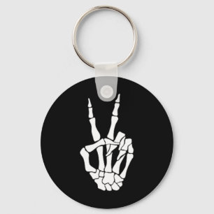 Hand Peace Sign Bone Halloween Pocket Skelett Schlüsselanhänger