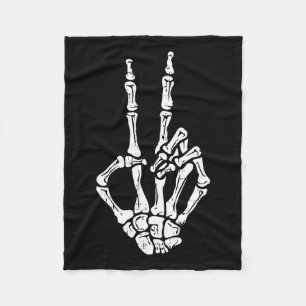 Hand Peace Sign Halloween Kostümknochen Fleecedecke