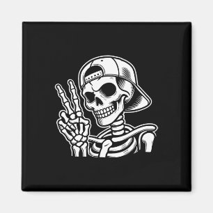 Hand Peace Sign Retro Halloween Skeletthandsignatu Magnet