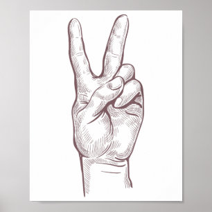 Hand Peace Sign Sieg Frauen Frieden Poster