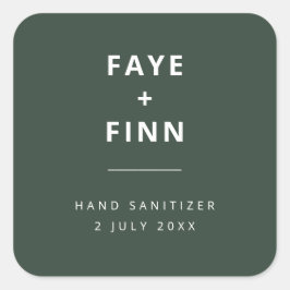 Hand Sanitizer | Green Covid Scandi Modern Wedding Quadratischer Aufkleber