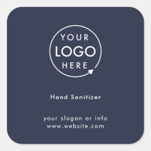 Hand Sanitizer Navy Blue Beruflich Logo Quadratischer Aufkleber
