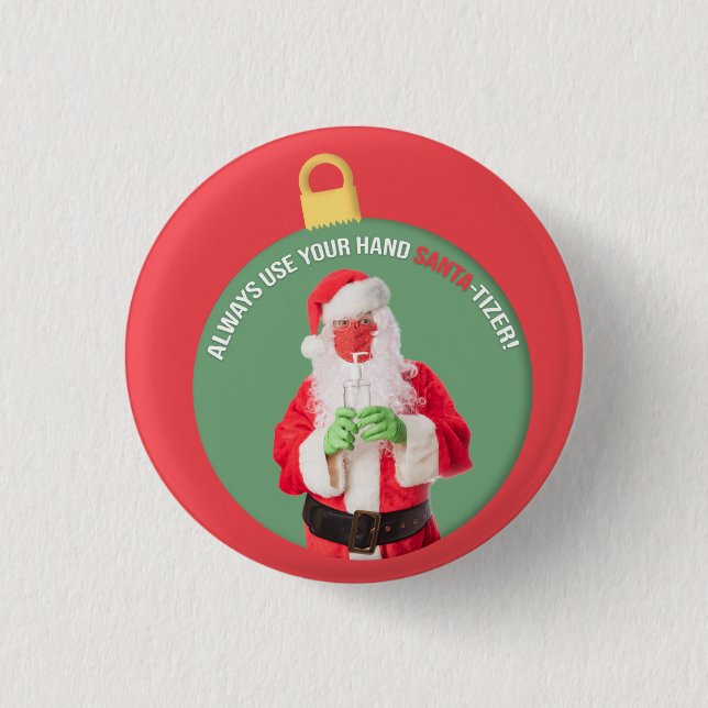 Hand SANTA-tizer Weihnachtsmann 2020 Button (Vorderseite)