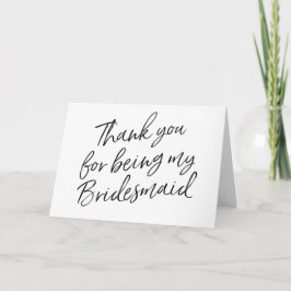 Hand Schreiben "Danke, dass du meine Brautjungfrau Dankeskarte