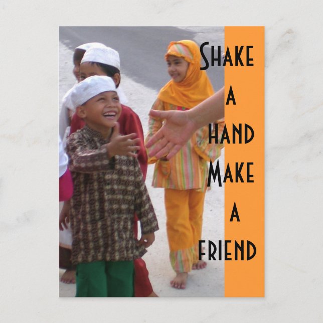 Hand schütteln Make a friend Postkarte (Vorderseite)