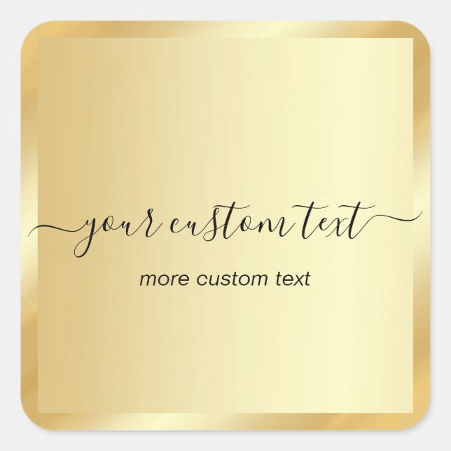 Hand Script Gold Template Your Custom Text Trendy Quadratischer Aufkleber (Vorderseite)