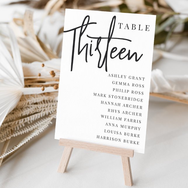 Hand Scripted Table DRITTEN + Guest Names Tischnummer (Von Creator hochgeladen)