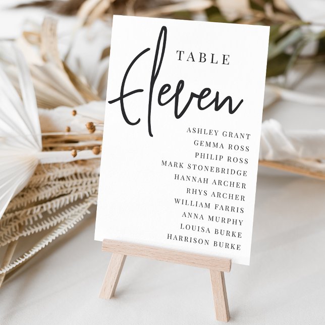 Hand Scripted Table ELEVEN + Guest Names Tischnummer (Von Creator hochgeladen)