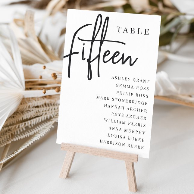 Hand Scripted Table FIFTEEN + Guest Names Tischnummer (Von Creator hochgeladen)