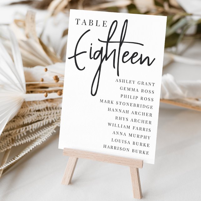Hand Scripting Table ACHTEEN + Gästebamen Tischnummer (Von Creator hochgeladen)