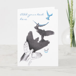 Hand shadow Flying birds Illusion Surreal art Karte