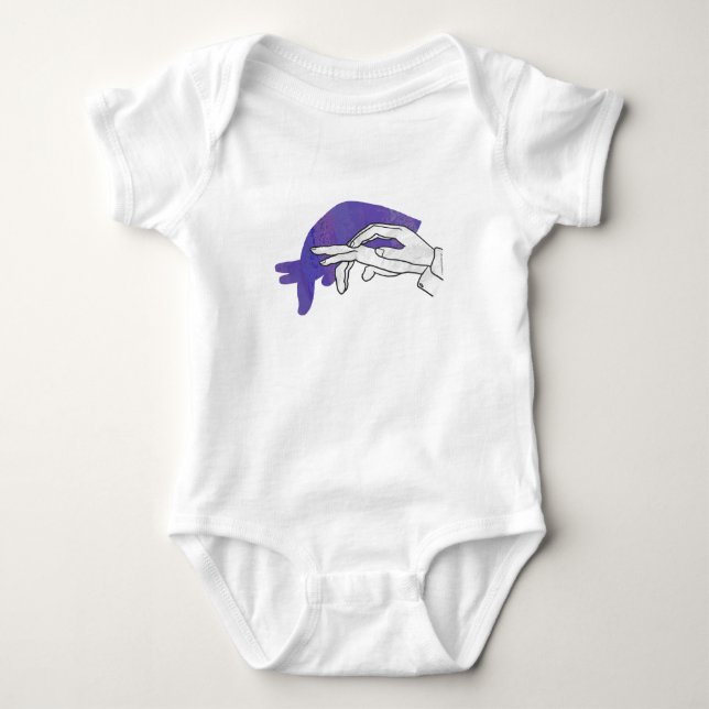 Hand-Silhouette Anteater Lila Baby Strampler (Vorderseite)