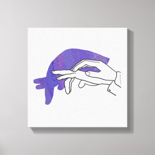 Hand-Silhouette Anteater Lila Leinwanddruck (Vorderseite)
