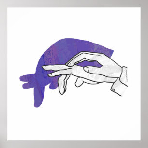 Hand-Silhouette Anteater Lila Poster