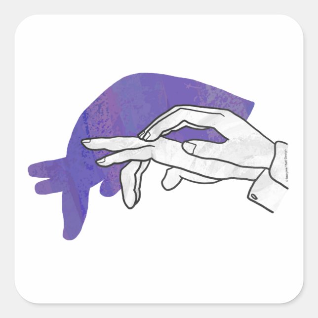 Hand-Silhouette Anteater Lila Quadratischer Aufkleber (Vorderseite)