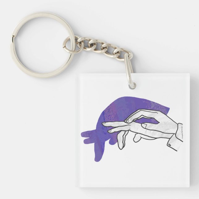 Hand-Silhouette Anteater Lila Schlüsselanhänger (Vorderseite)