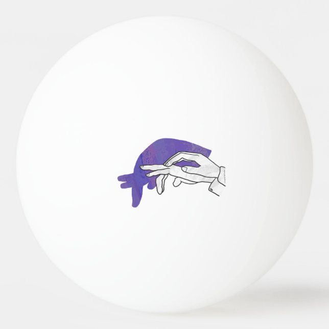 Hand-Silhouette Anteater Lila Tischtennisball (Rückseite)