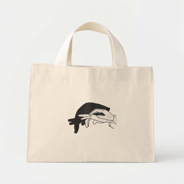 Hand Silhouette Anteater Mini Stoffbeutel (Vorne)