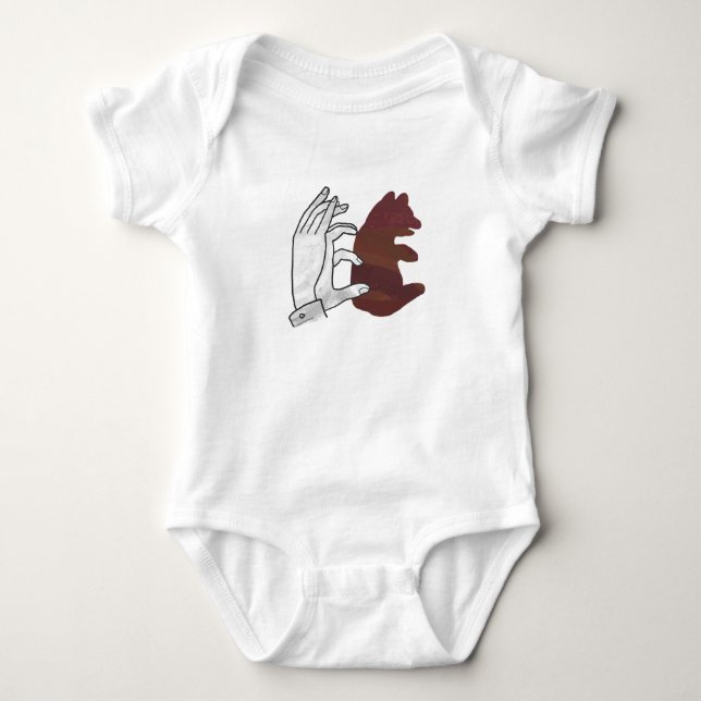 Hand-Silhouette-Bärenkuppe Brown Baby Strampler (Vorderseite)