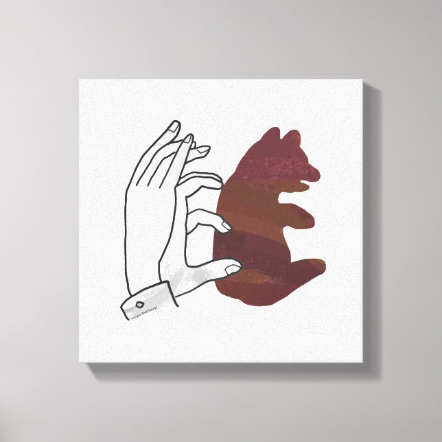 Hand-Silhouette-Bärenkuppe Brown Leinwanddruck (Vorderseite)