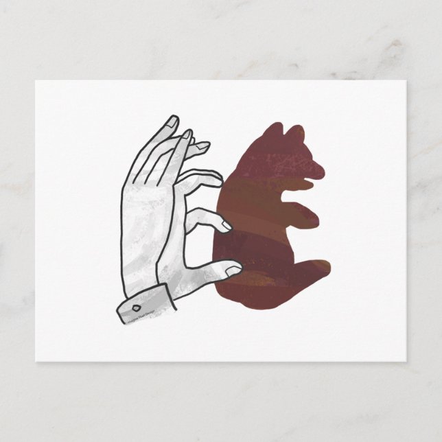 Hand-Silhouette-Bärenkuppe Brown Postkarte (Vorderseite)